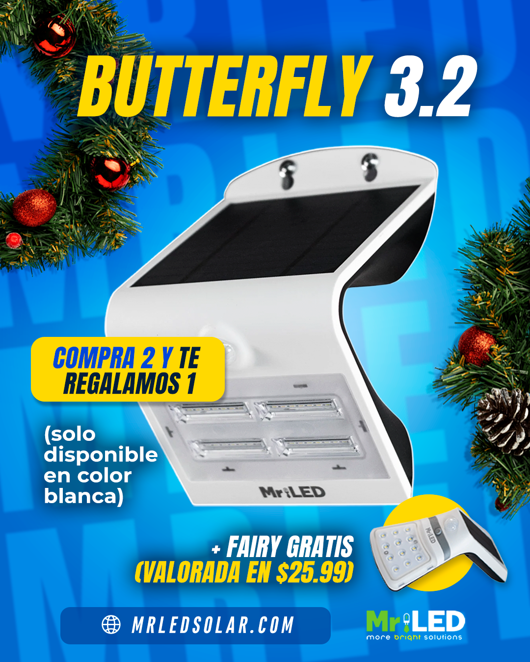 (3 Pack + BONO GRATIS) Butterfly 3.2w + REGALO Fairy Light 1.5w